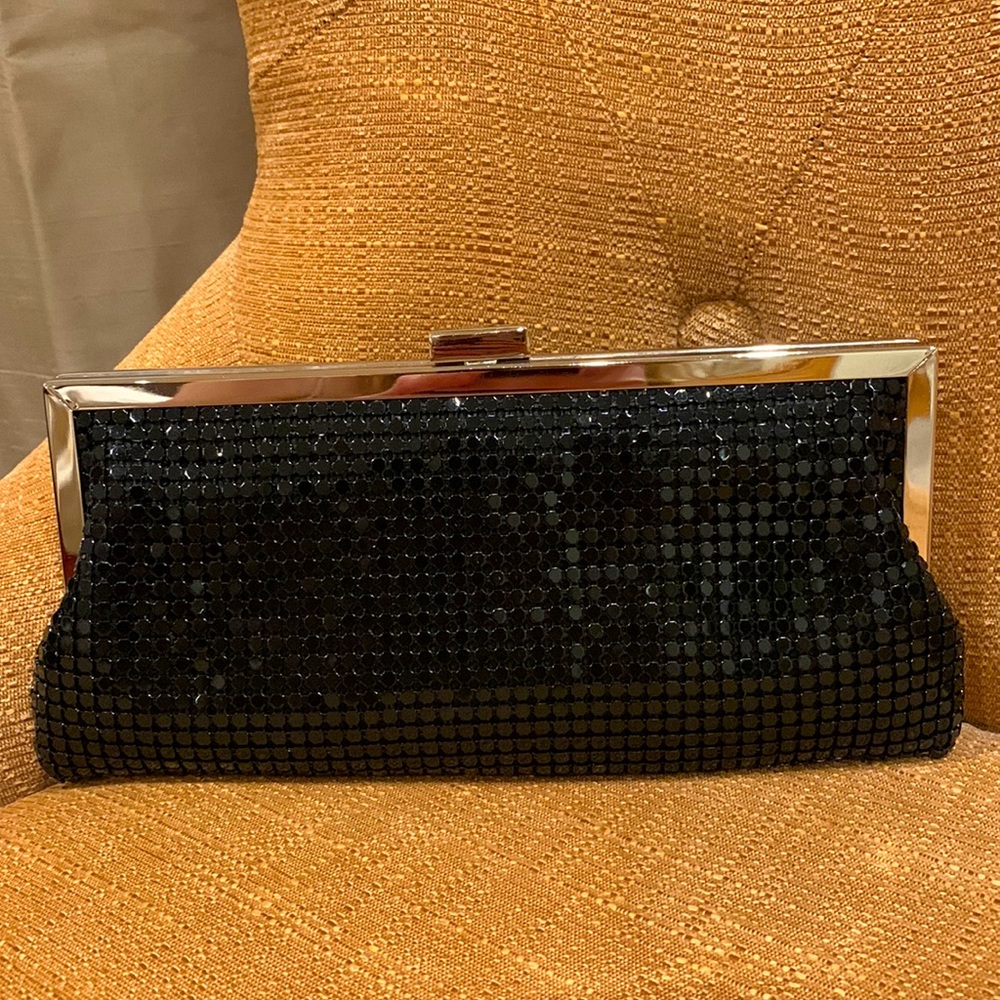 Soft to the touch Metallic Sequence Evening Clutch with optional silver chain